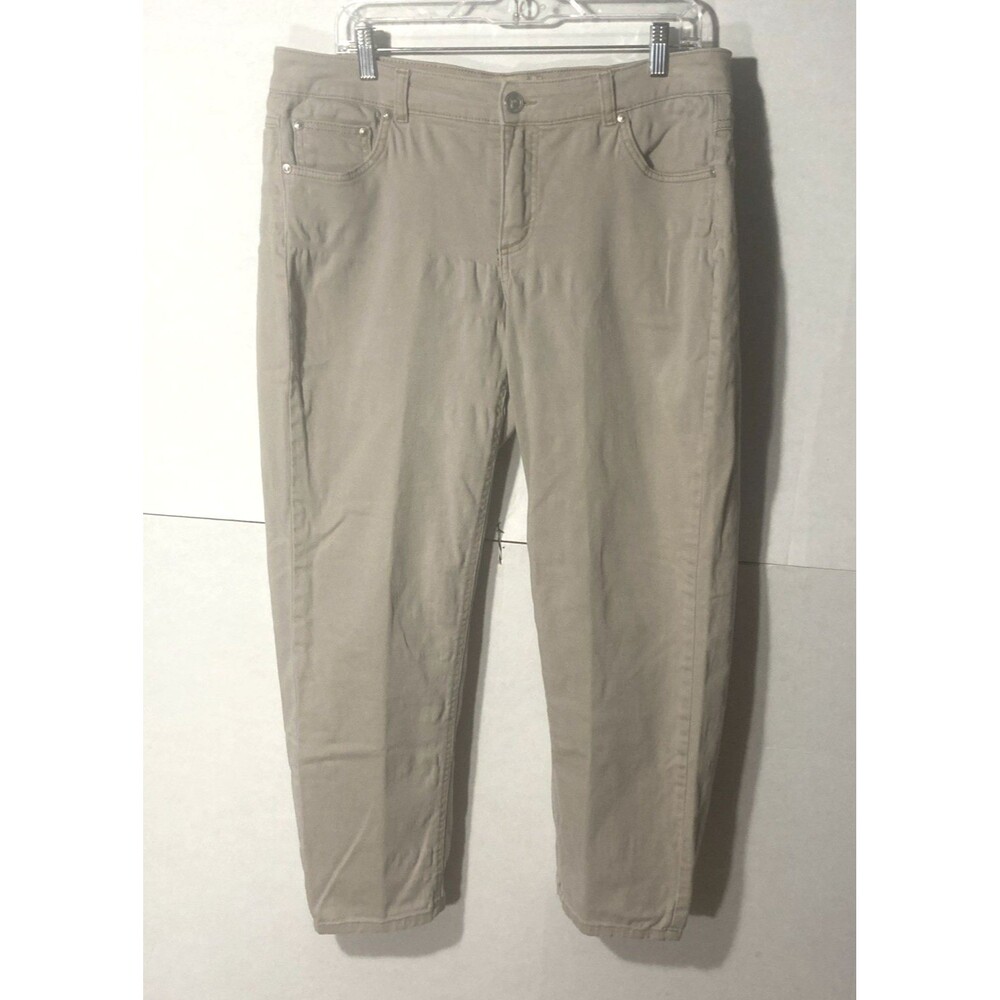 JMS tan zip fly 5 pocket stretch classic denim straight leg pants 16W short
